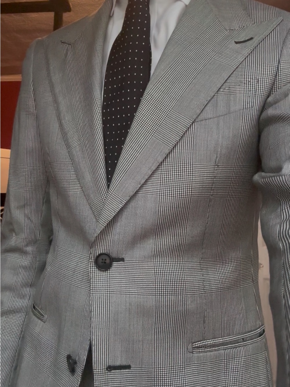 Gray Glen Plaid Men's Single-Breasted Blazer